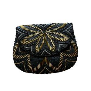 Black Vintage Beaded Clutch - 1920's style